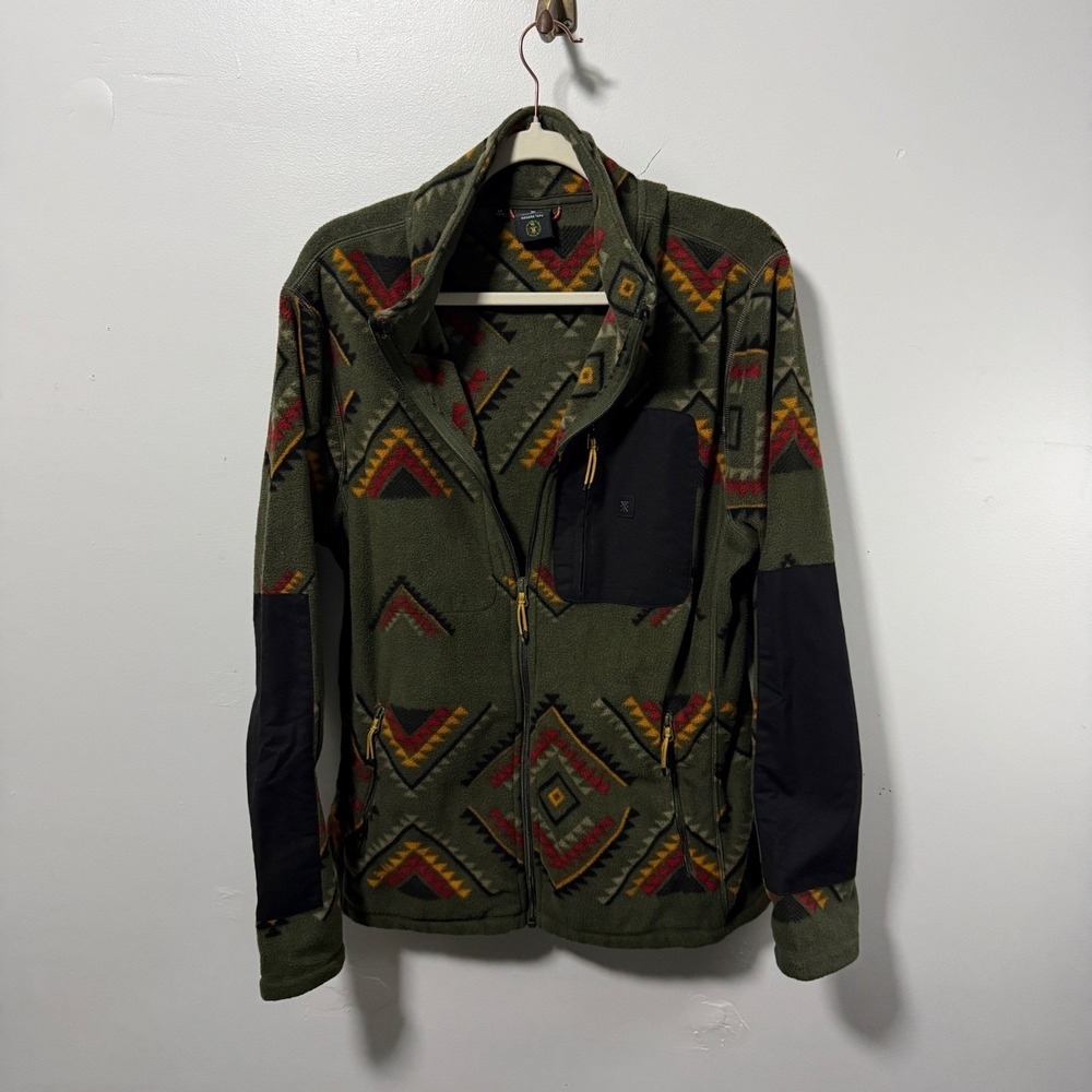 Roark Manawa Tapu Fleece Jacket Mens Medium Olive Green Southwestern Full Zip